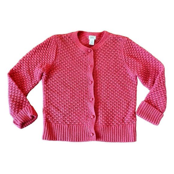 L.l. Bean red wool and angora knit button front cardigan large - Picture 1 of 7